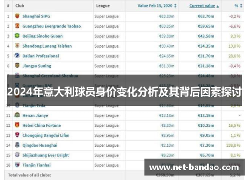 2024年意大利球员身价变化分析及其背后因素探讨